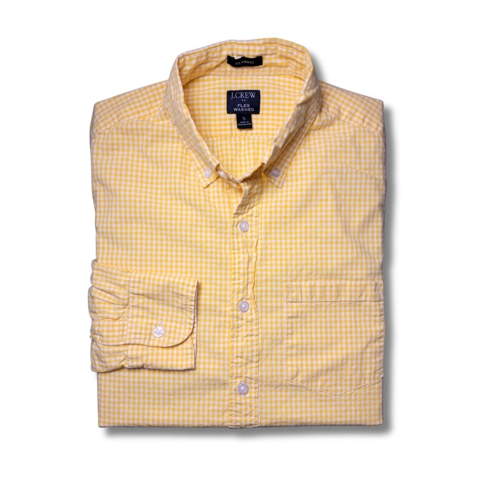 J. Crew Yellow Gingham Long Sleeve Button-Down Shirt S
